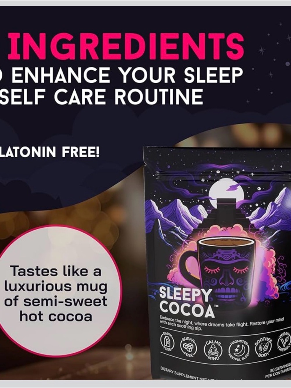 Sugar-Free Vegan Stress Relief Cocoa - Purple - Picture 3 of 7
